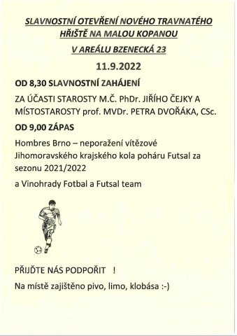 POZVÁNKA - otevření nového hřiště Brno - Vinohrady